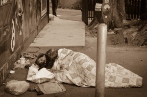 Homeless Sleeping in a Parking Lot