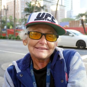 Homeless woman slept on the sidewalk in Los Angeles last night
