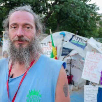Homeless Man Volunteers at the White House Peace Vigil in Washington DC