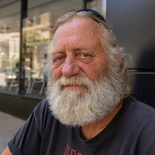 Elderly homeless man in Denver
