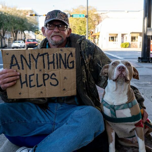 Homeless Veteran Flying a Sign in Gainesville
