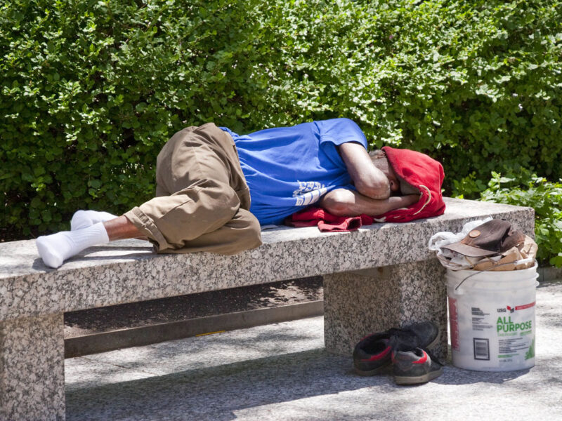 Man sleeping on a bench