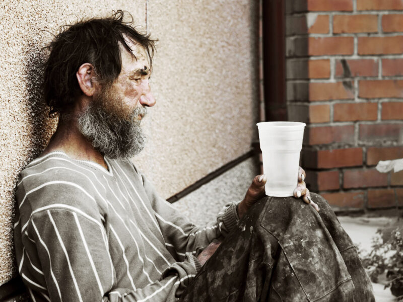 homeless man depressed