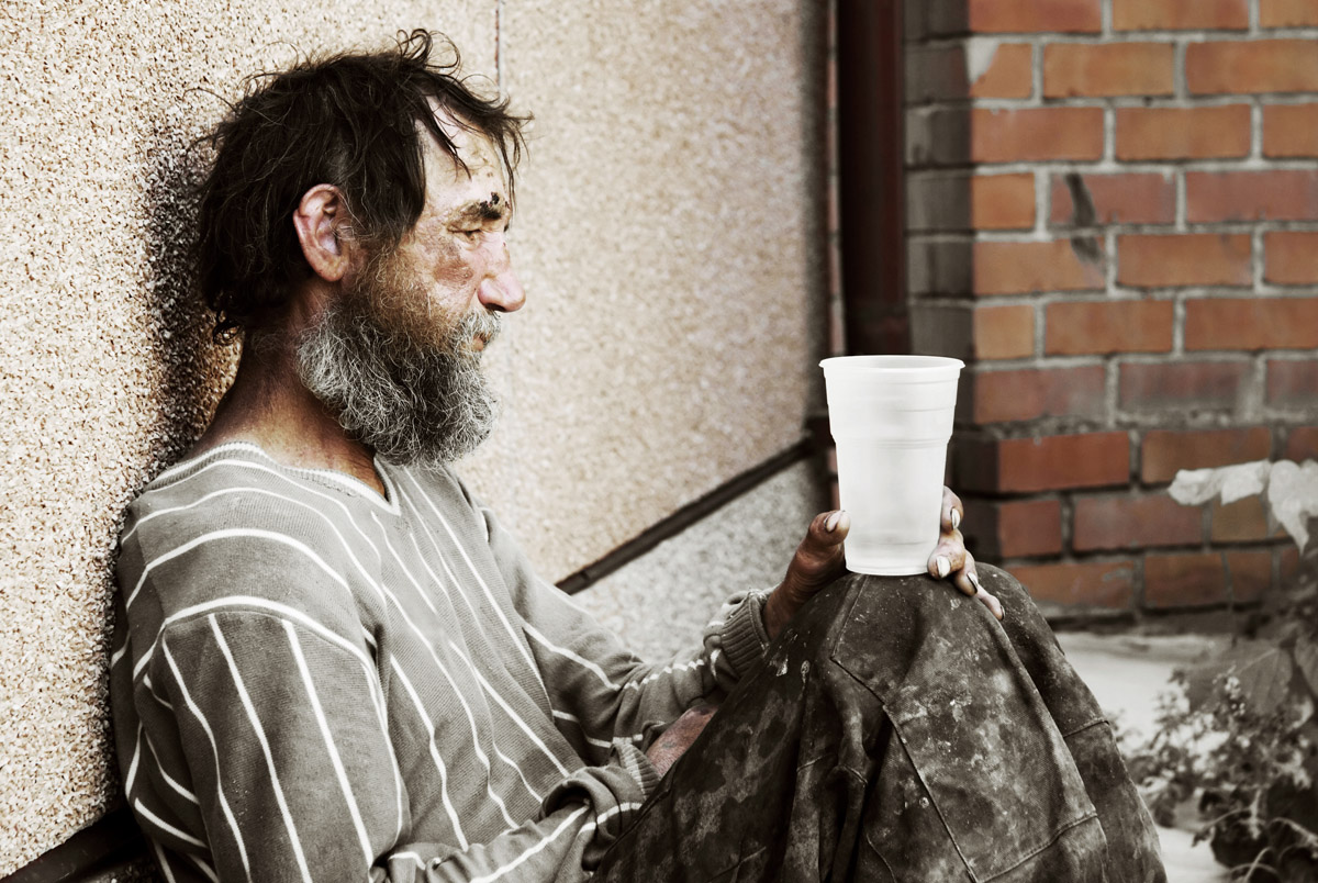 homeless man depressed