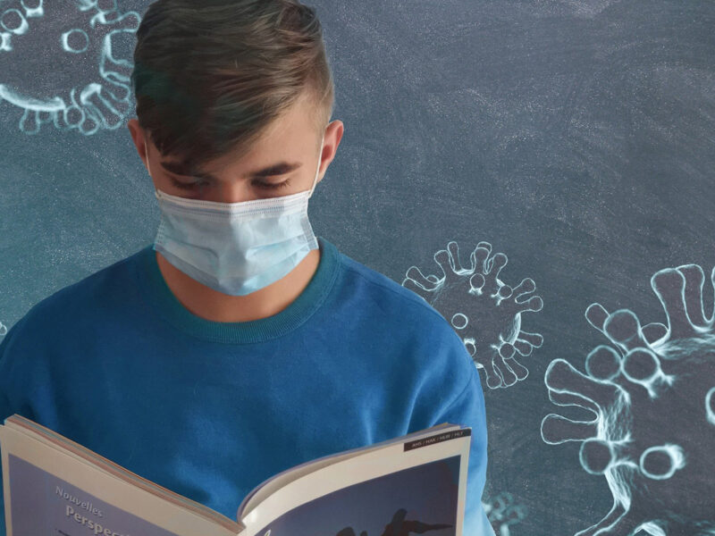 student wearing mask during coronavirus in school setting