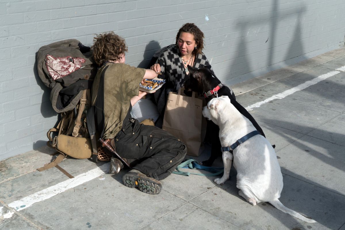 homeless people eating