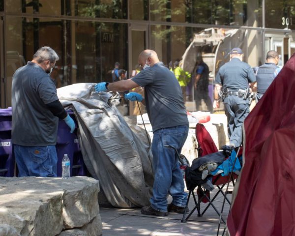 Homeless camp swept in Austin