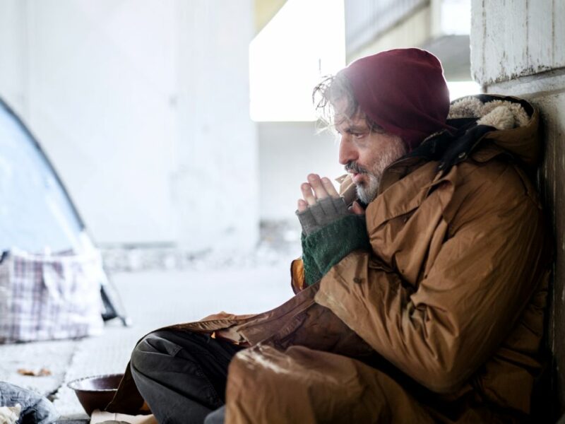 homeless outside during freezing temperatures