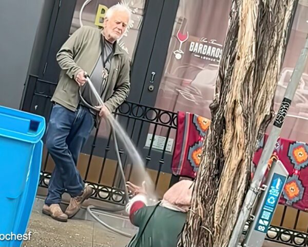 Gallery owner hosing down homeless woman