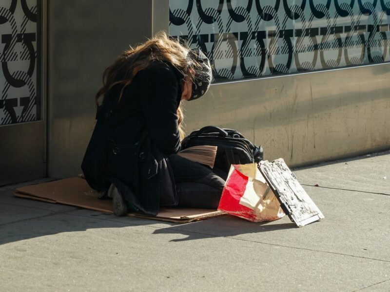 Woman experiencing homelessness on the city streets